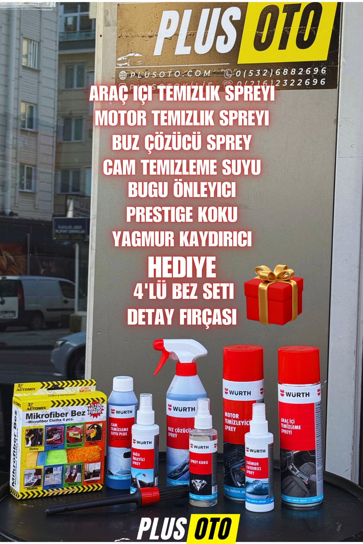 Oto Bakım Seti 9 Parça, 4'lü Bez Ve Detay Fırçası