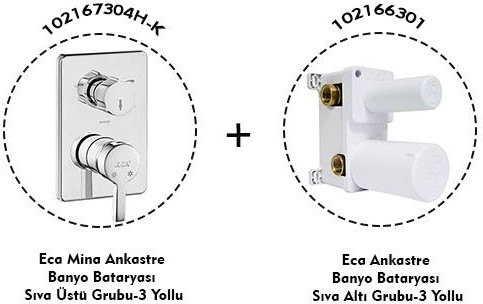 Mina Ankastre Banyo Bataryası 2 Parça Set / 3 Yollu (102167304H-K+102166301)