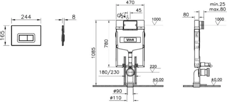 Tekno Trust Gömme Rezervuar Seti 700-1868 (Gömme Rezervuar 748-1851 + Stop Valf 41441 + 41449 + Buton 740-0680)