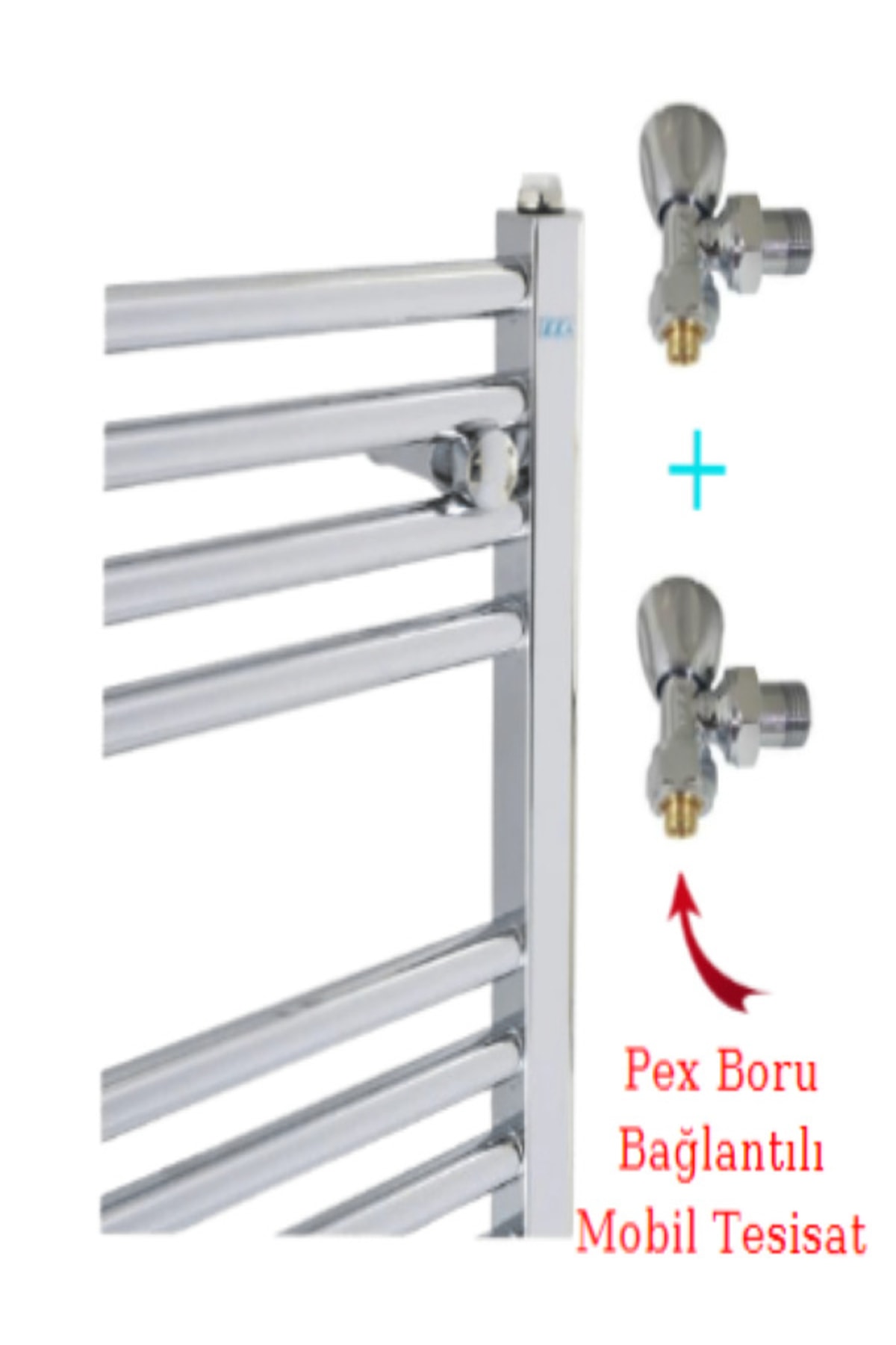 50/70 Düz Krom Havlupan Ve 2 Adet Pex Bağlantılı Krom Havlupan Vanası