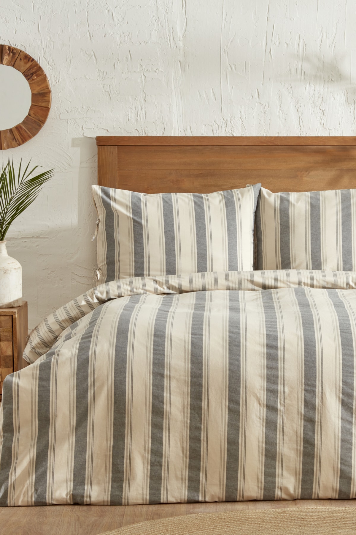 Naturel Line Jerardo Armur Çift Kişilik Nevresim Takımı Indigo