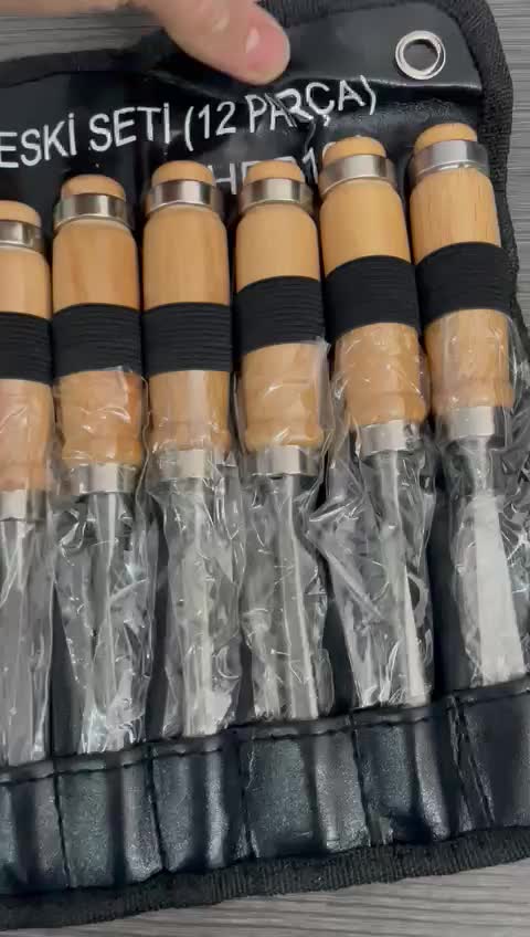 12 Parça Profesyonel Iskarpela Ahşap Saplı Oyma Seti Özel Çantalı 12parçaiskarpela Marangoz