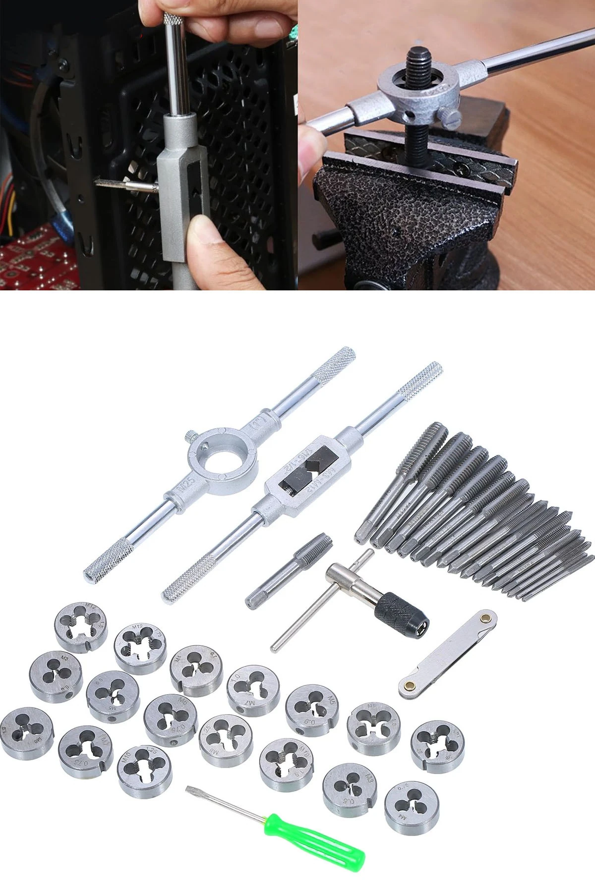 40 Parça Klavuz Pafta Seti Metrik Set İnce Diş Açma Seti 40 Parça Profesyonel Set