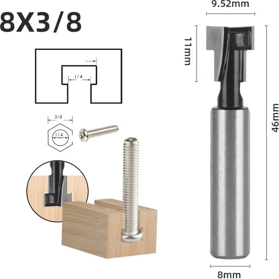 8 1/4 "6mm 6.35 mm 8mm Shank T Yuvası Kesici Yönlendirici Bit Seti Altıgen Cıvata Anahtar Delik Uçları T Planya Freze Kesici Ahşap Ağaç Işleme Için (Yurt Dışından)