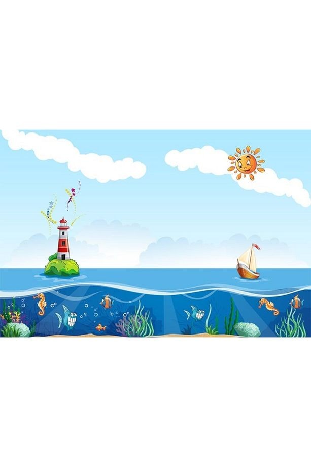 Deniz Altı Balıklar Ve Deniz Feneri Çocuk Odası Duvar Kağıdı