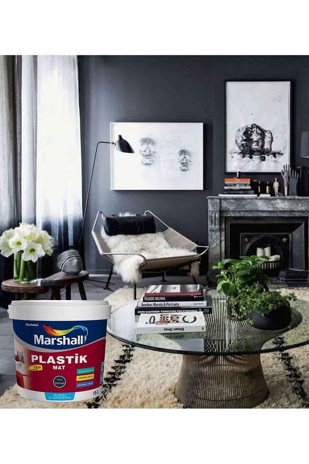 PLASTİK MAT ANTRASİT GRİ Su Bazlı İç Duvar Boyası 2.5LT=4KG-Silinebilir-Uygulaması Kolay