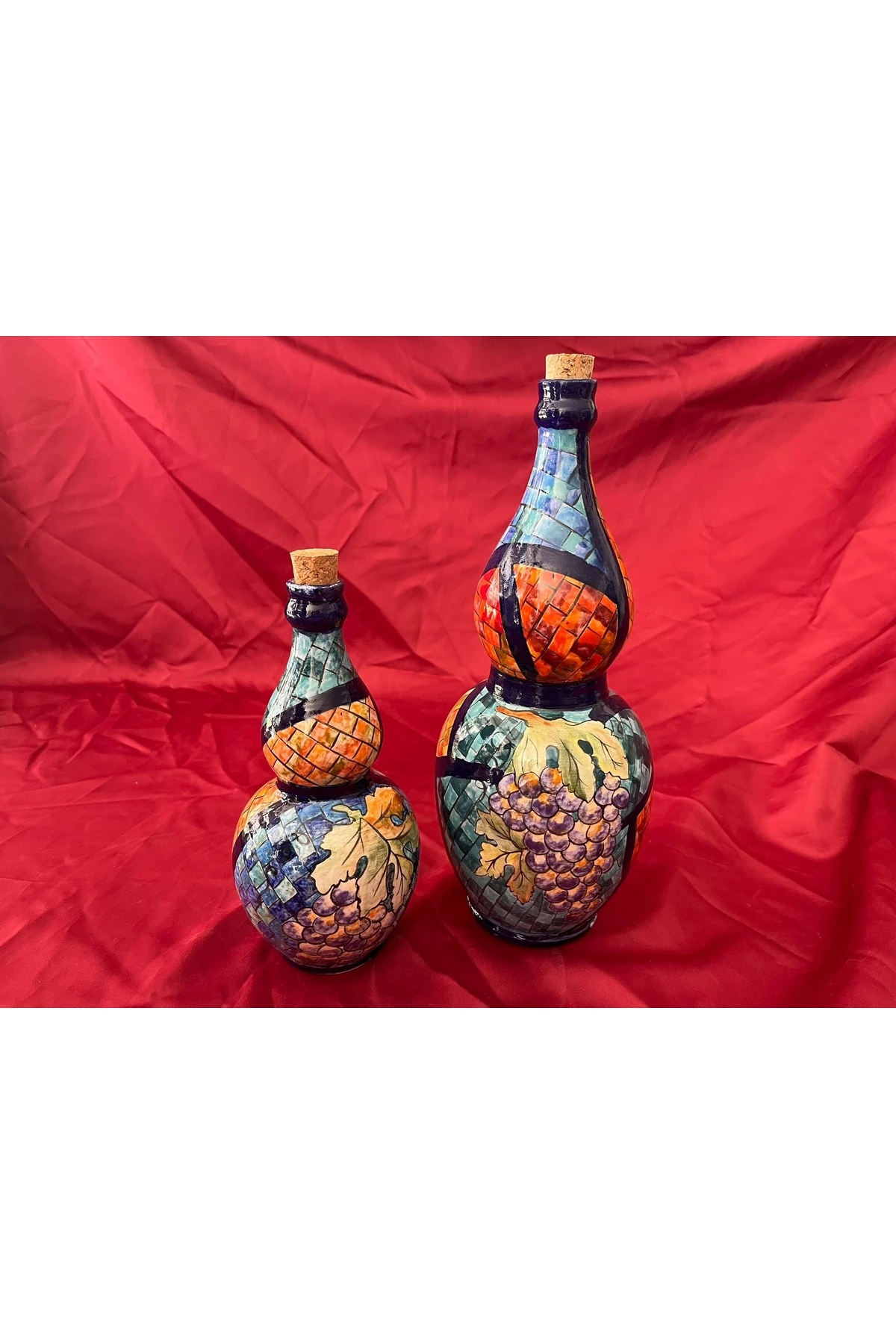 Çini Şişeler Limon Ve Mozaik Desenli Ikili