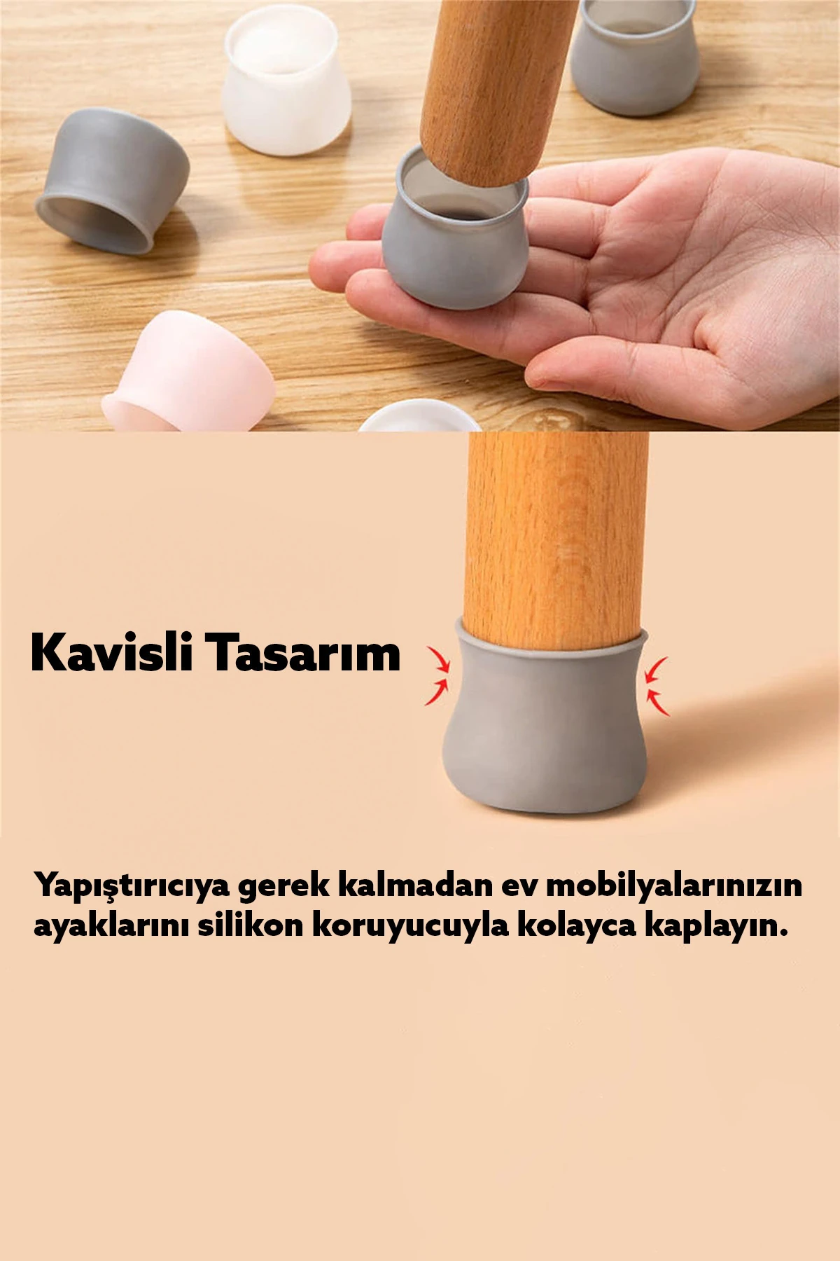 Masa Sandalye Ayak Koruyucu 24'lü Silikon Ev Eşyaları Koruma Aparatı Parke Seramik Çizmez Masa Ayağı