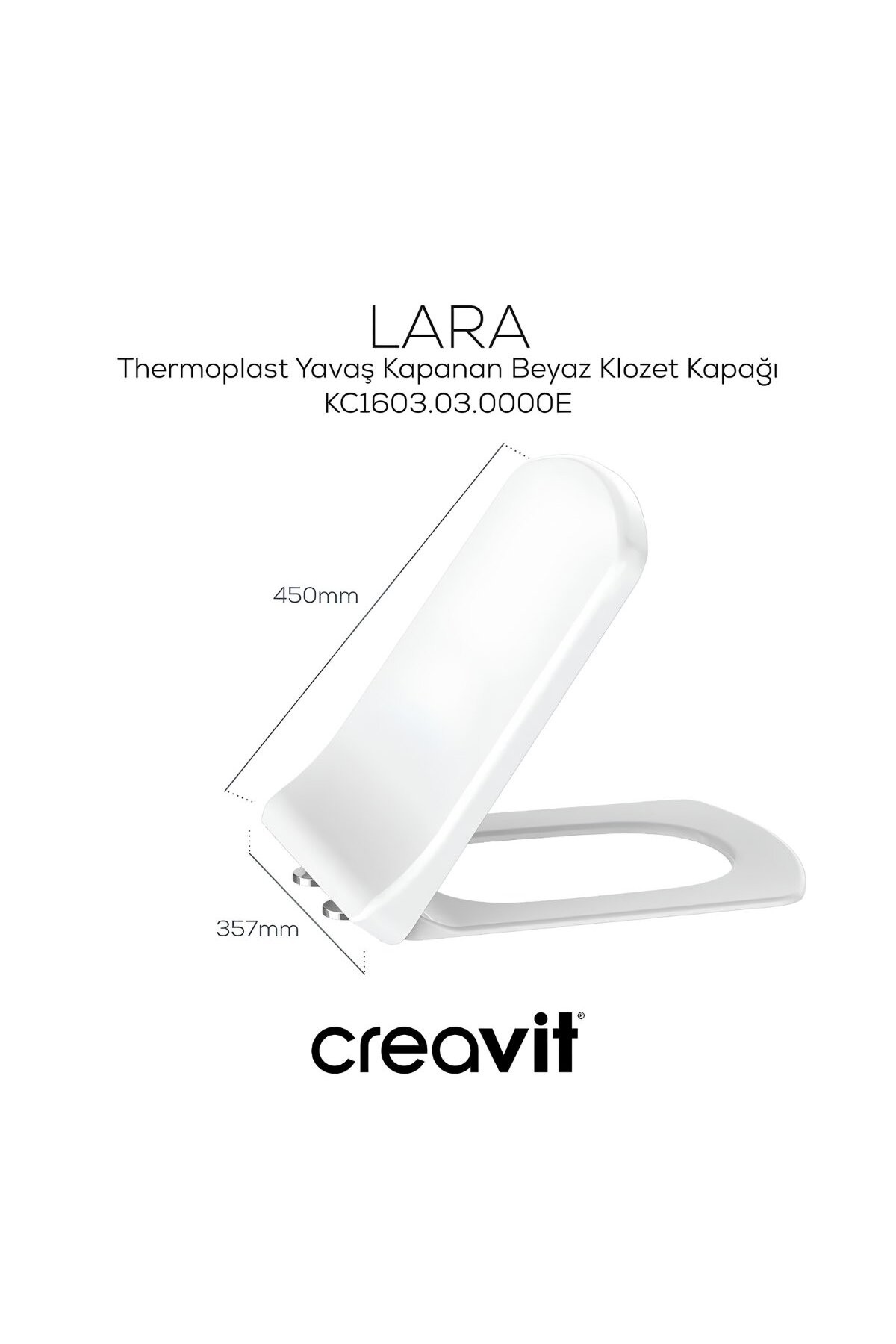 Lara Beyaz Kanallı Duvara Sıfır Klozet Takım LR360, Lara Yavaş Kapak