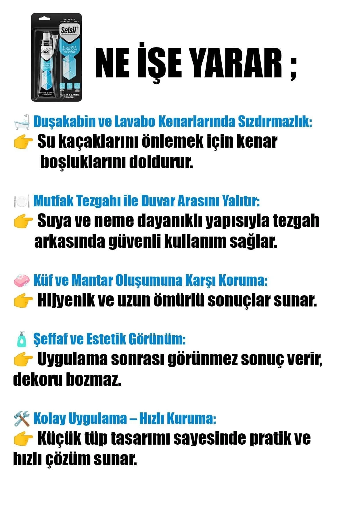 Selsil 🛠️SELSİL-1888 DUŞAKABİN MUTFAK BANYO ŞEFFAF SİLİKON