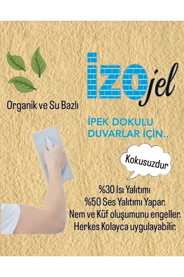Organik Ipek Sıva - Izo-003-yr (1/2 Boyut) 2 Mt2 - Dekoratif Ses & Isı & Nem Yalıtım Sıvası