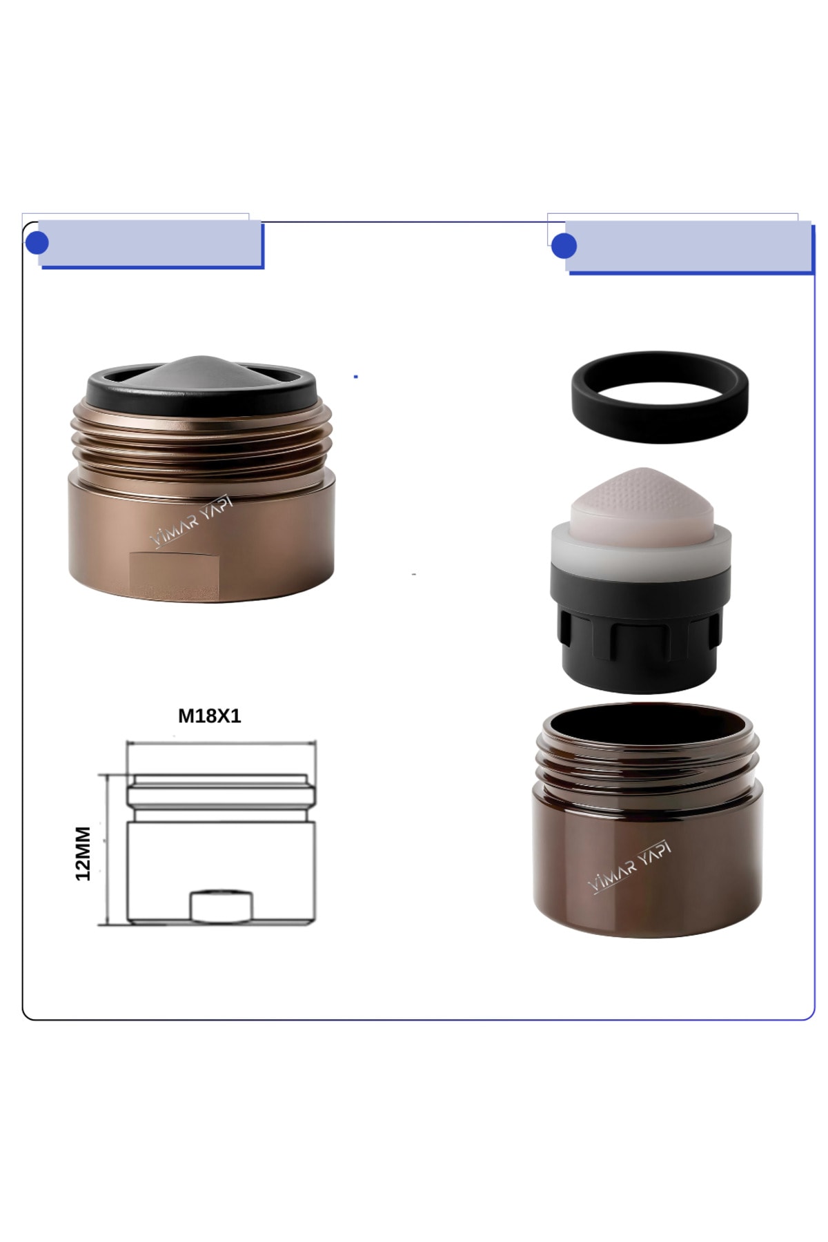 A3344226YP Perlatör M18x1 Shorty Origin Bakır