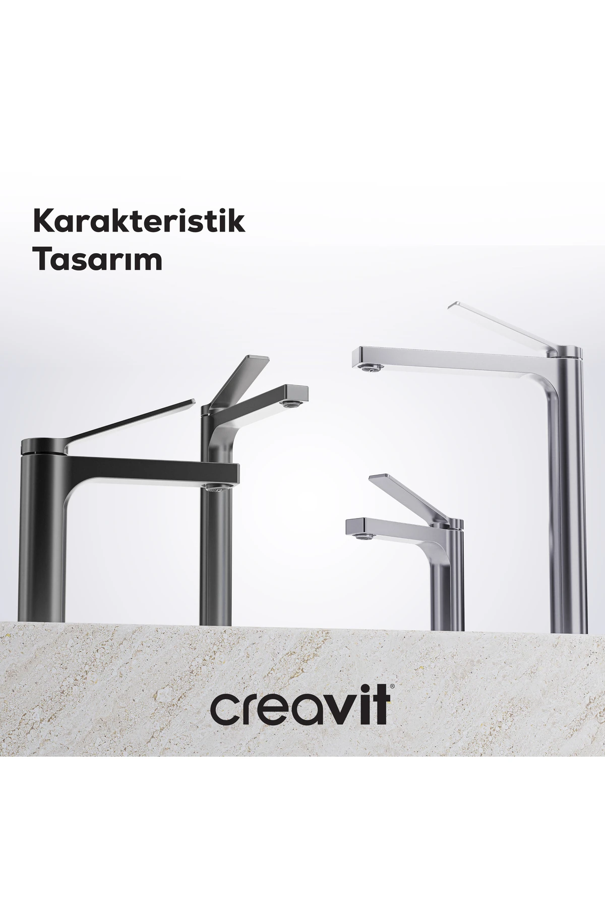 Ritmo Lavabo Armatürü - Metalik Gri