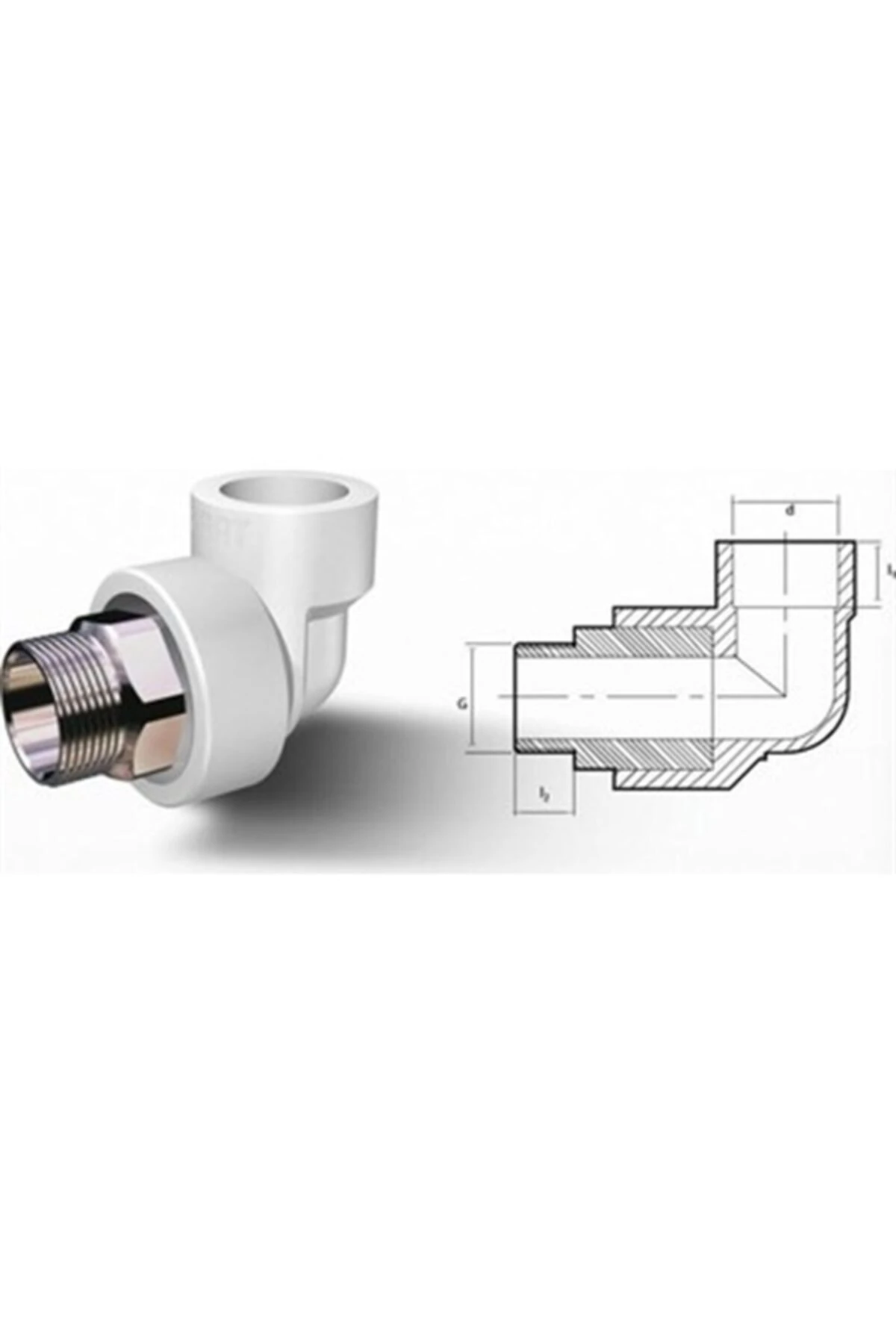 32*1 Mm Dış Dişli Dirsek (altı Köşe)