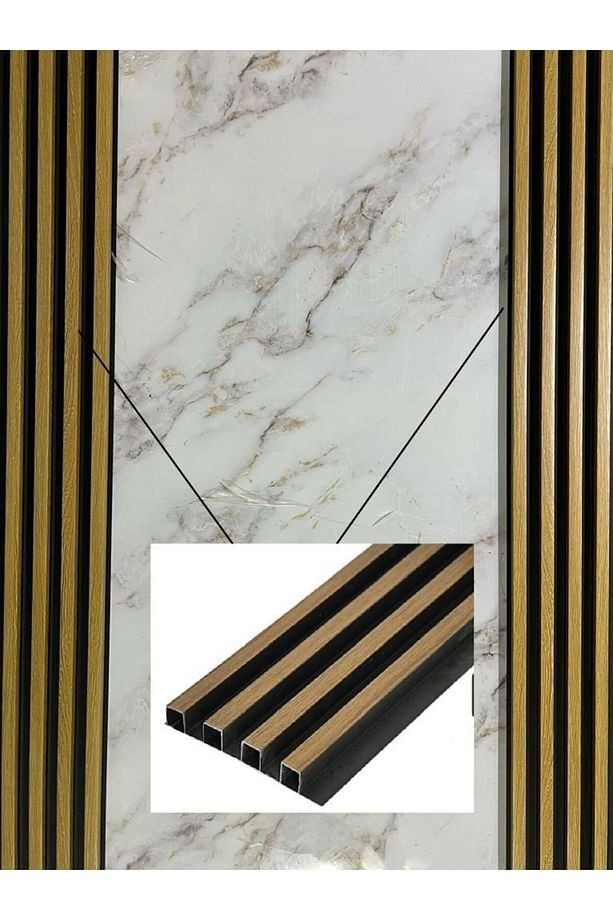 16x145cm 1 Adet ATC PVC Çift Renkli Rezene Prefabrik Ofis Dekoratif Pvc Kaplama Lambiri Duvar Paneli