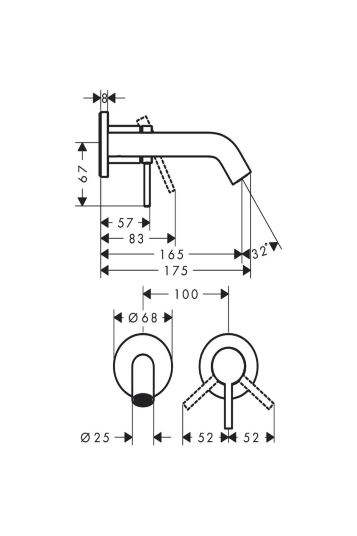 Tecturis S Ankastre Lavabo Bataryası 165 Mat Bronz 73350140