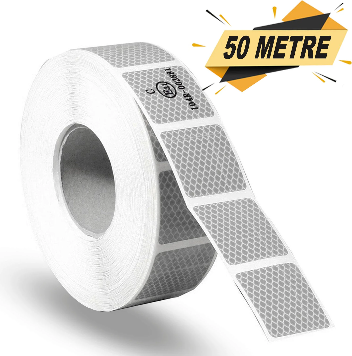 Tüvtürk Onaylı Reflektörlü Reflektif Fosforlu Şerit Bant Kesikli Beyaz İkaz Bandı (50 METRE)