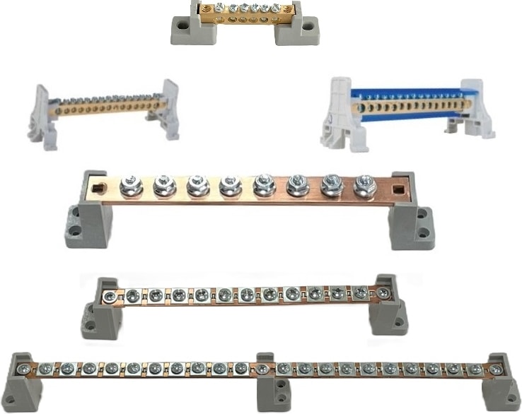 60 Vidalı 120 Girişli Vidalı Faz Nötr Toprak Barası Ayaklı Bakır 15x1,5 mm 1 Metre 80 Amper 5V - 400V AC / DC