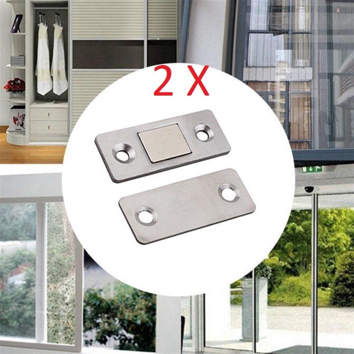 2 Çift Çok Amaçlı Kapı Kapak Dolap Çekmece Mobilya Durdurucu Kapatıcı Mıknatıslar (5263)