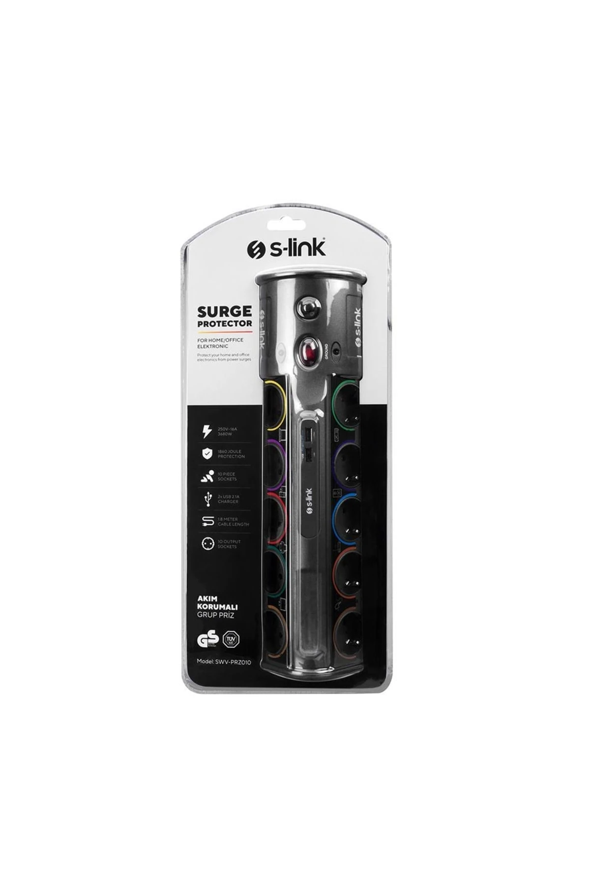 Swapp Swv-prz010 1.8m 2 Usb Port 10'lu Akım Korumalı Priz