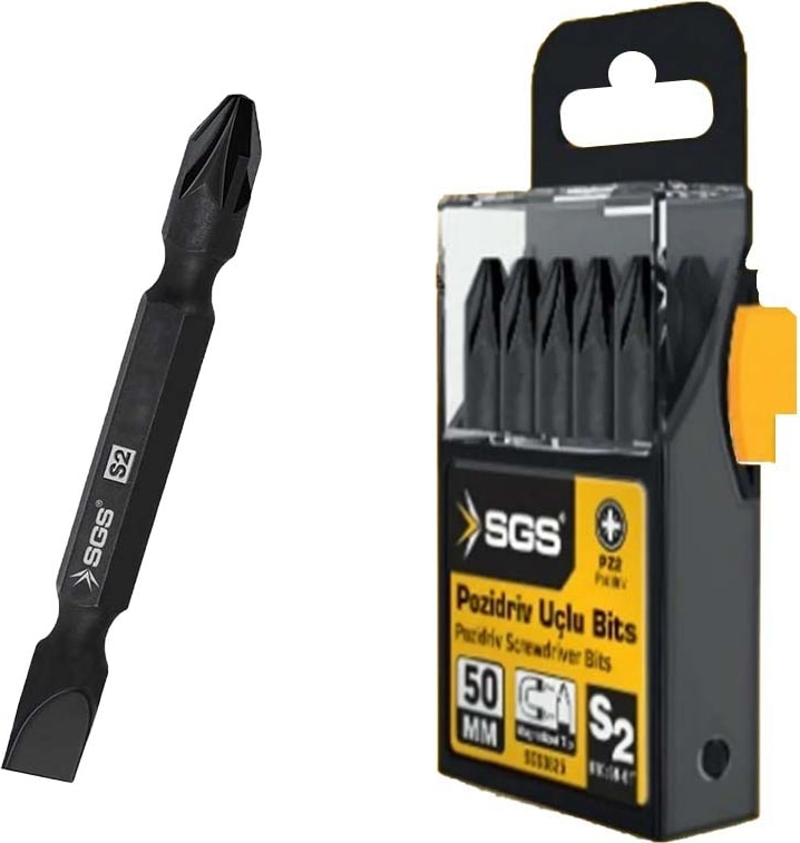 SGS 3864 Çift Taraflı Bits Uç 65MM Pz2 / Sl6 10’lu Paket
