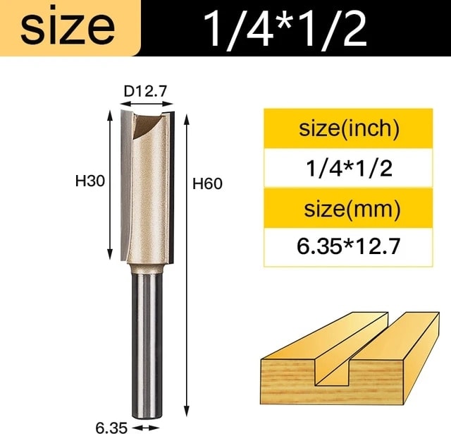 1 Adet Z00108 Tideway Düz Freze Uçları 1/2 1/4 Shank Çift Flüt Dalma Freze Kesici Karbür Uçlu Ağaç Işleme Kırpma Planya Aracı (Yurt Dışından)