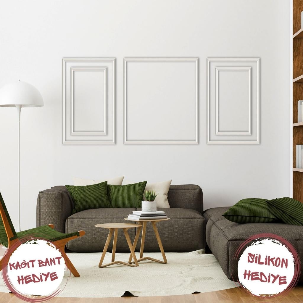 Poliüretan Boyanabilir Dekoratif Duvar Çıtası, Montaja Hazır Kesilmiş 2,5 cm Çerçeve 5'li Paket