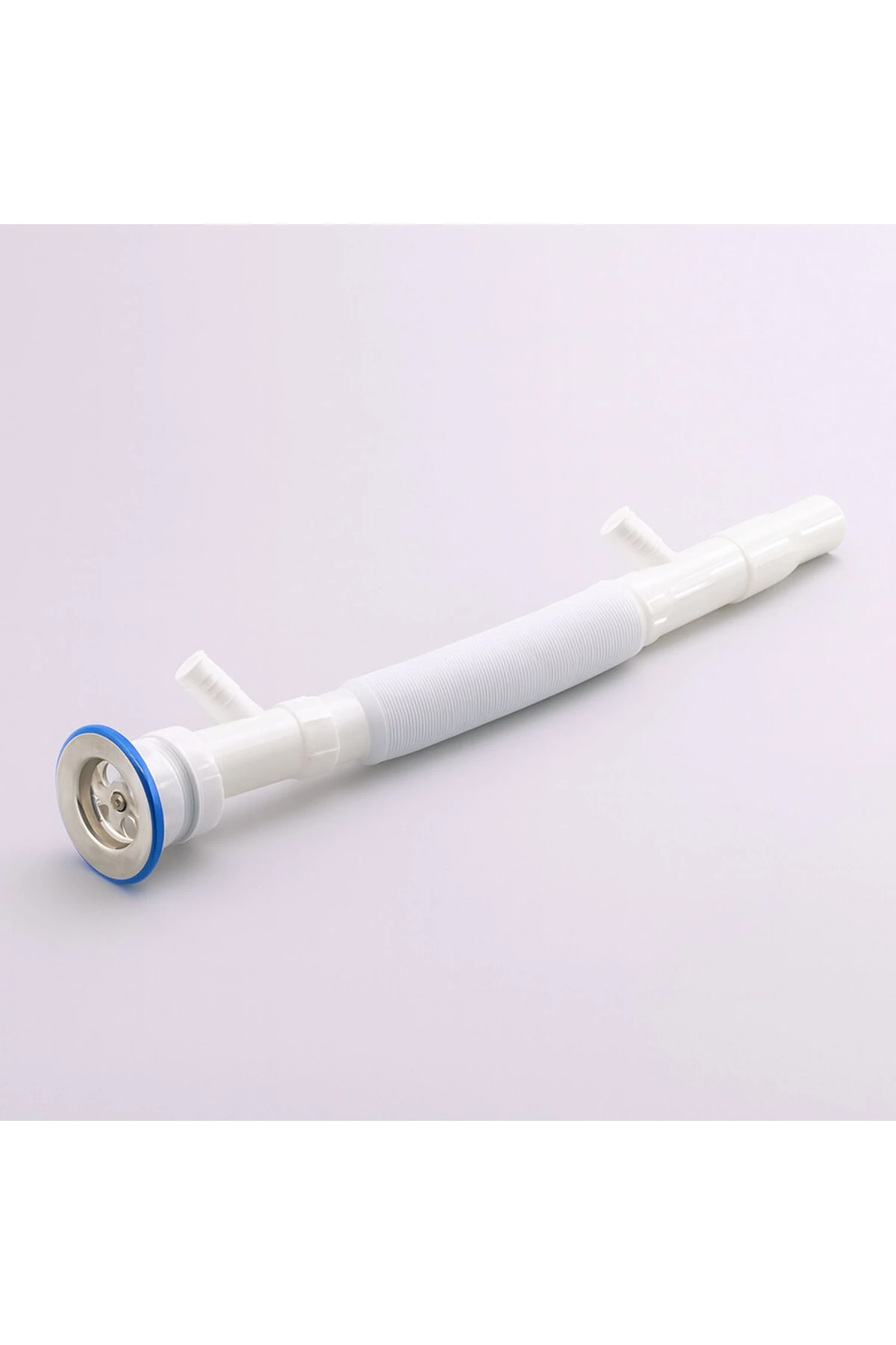 Lavabo Sifonu Çift Çıkışlı Körüklü Hortum Çamaşır ve Bulaşık Makinesi Uyumlu Süzgeç Koku Yapmaz