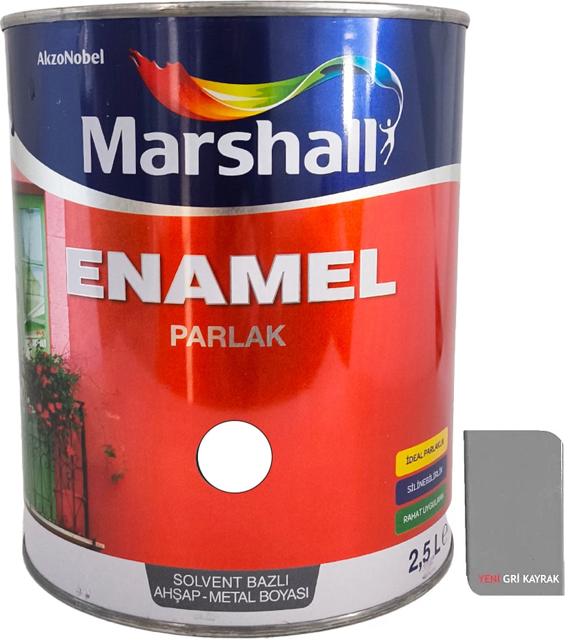 Enamel Sentetik Parlak Yağlı Boya 2.5 Lt Yeni Gri Kayrak