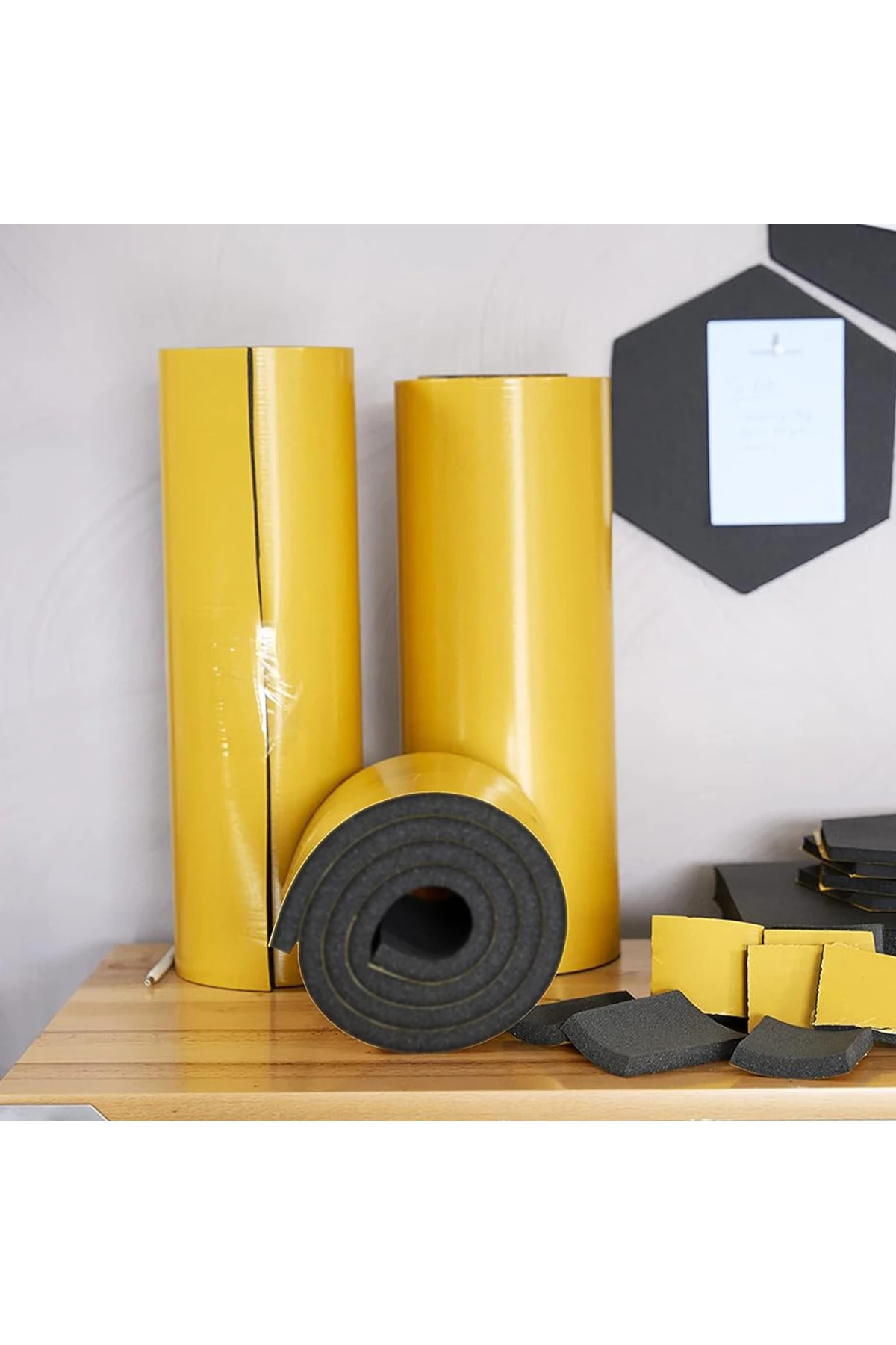 (5 MM EN:100 CM X 1 MT) Yapışkanlı Oto Araç Motor Ses Isı Yalıtım Izolasyon Bandı Kauçuk Sünger