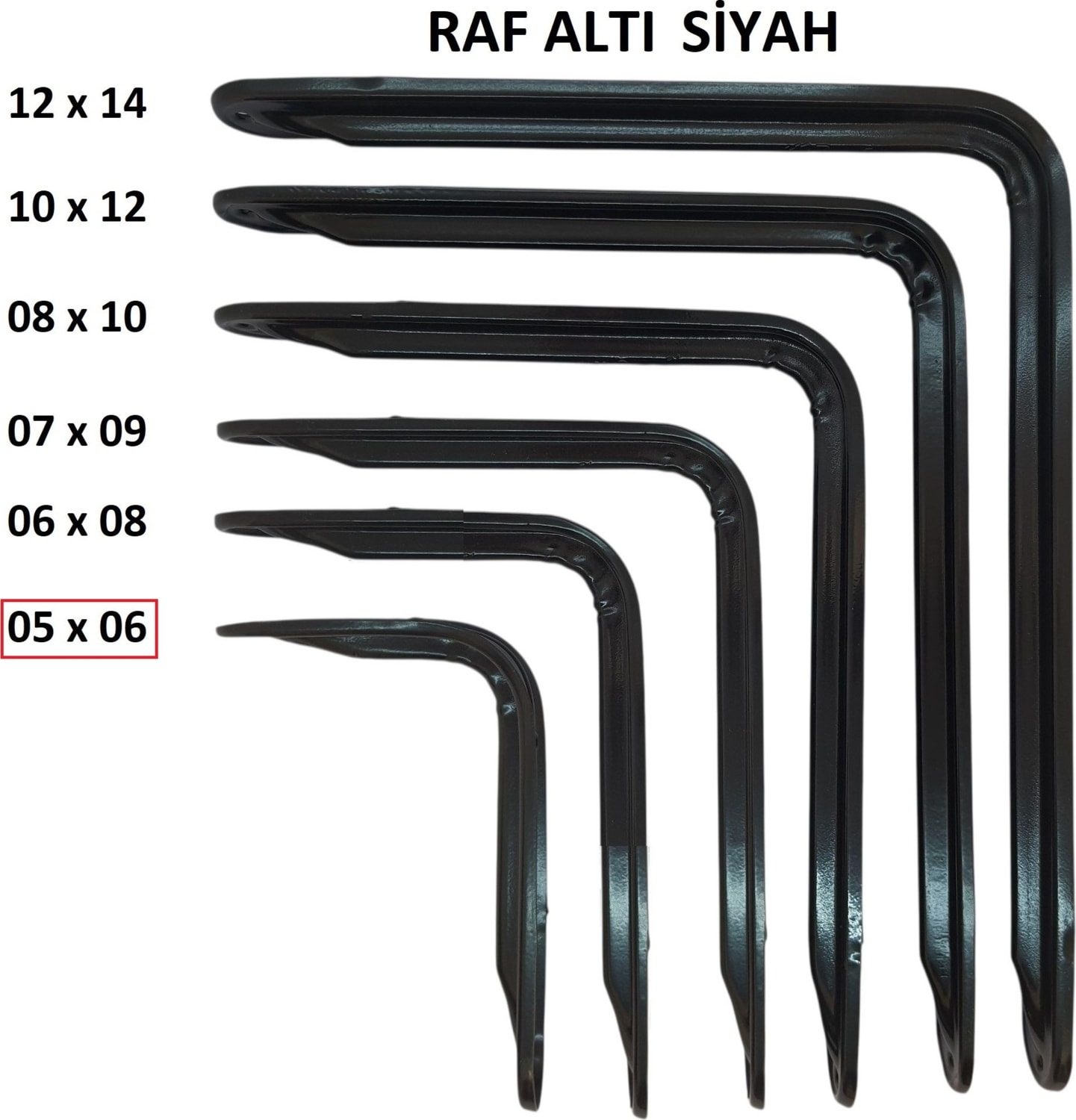 Metal Boyalı Lüx Siyah Raf Altı 5x6 - 2 Adet