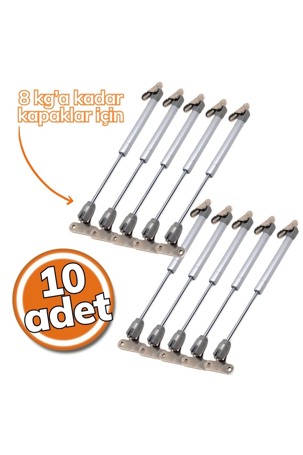 Gazlı Piston 80 Newton Gri 10'lu Set