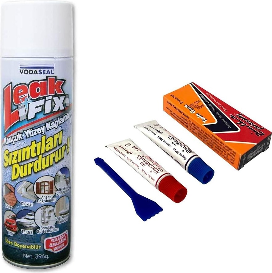 OZKUVVET Leak Fix Su Sızdırmaz Sprey Beyaz 396 gr + Iran Yapıştırıcısı 25 gr