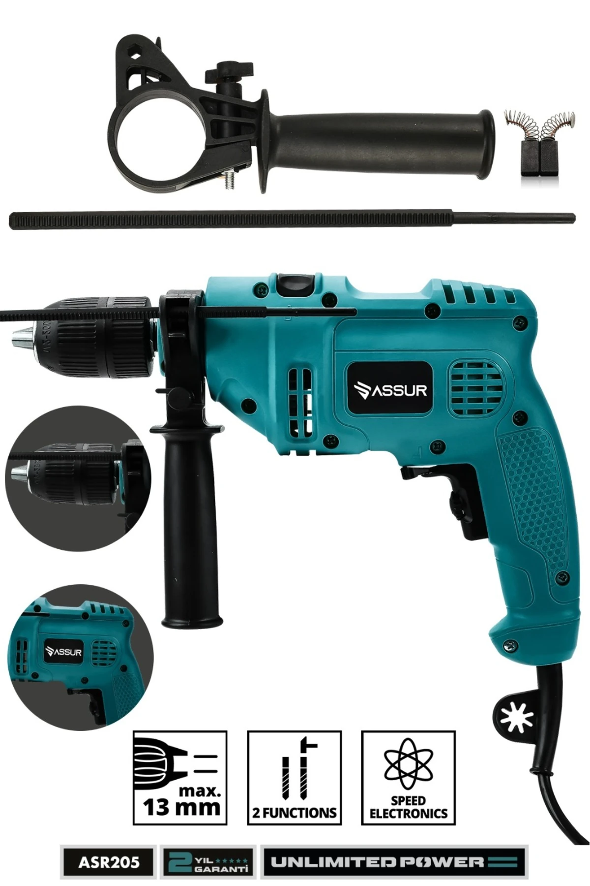 500w Darbeli Metal Şanzıman 13 mm Elektrikli Matkap