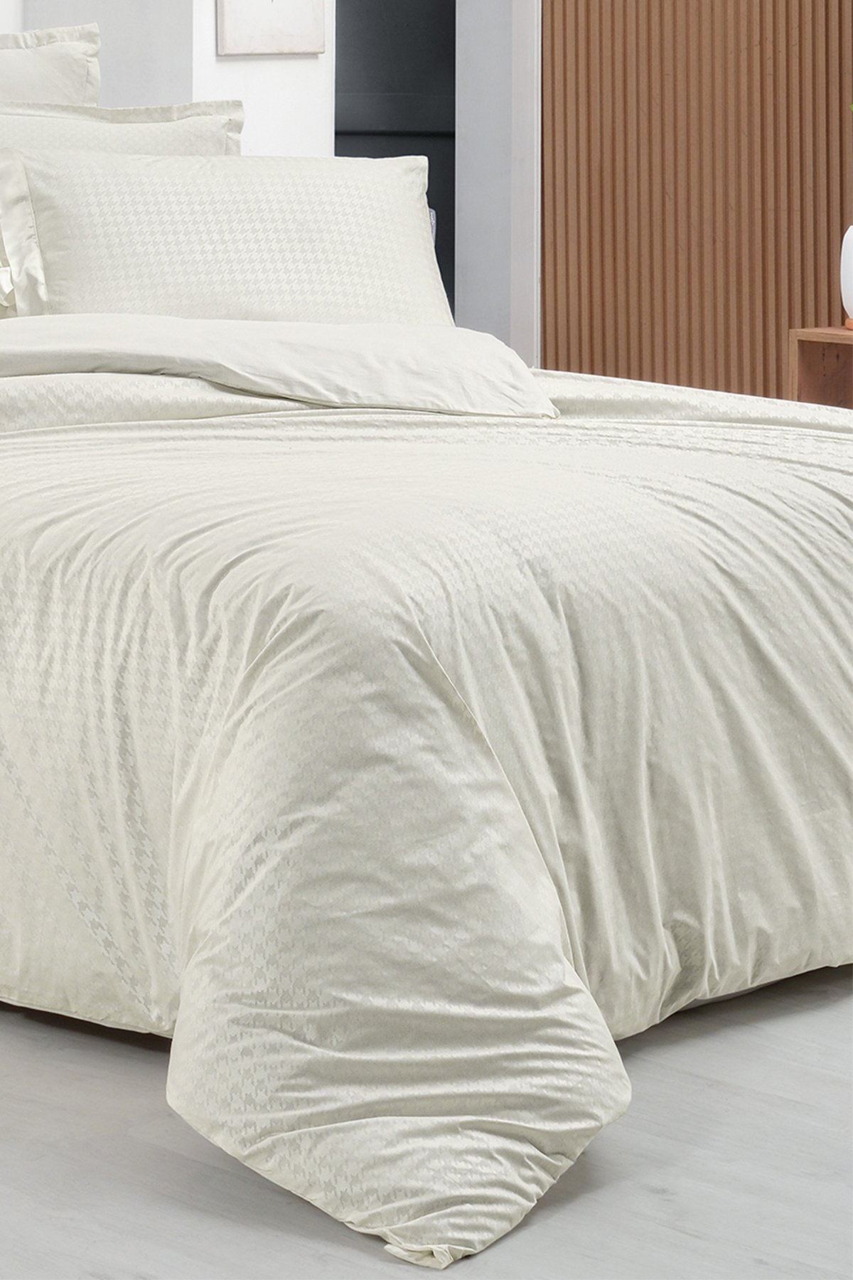 Perlita Bej King Size (Battal Boy) %100 Pamuk Nevresim Takımı