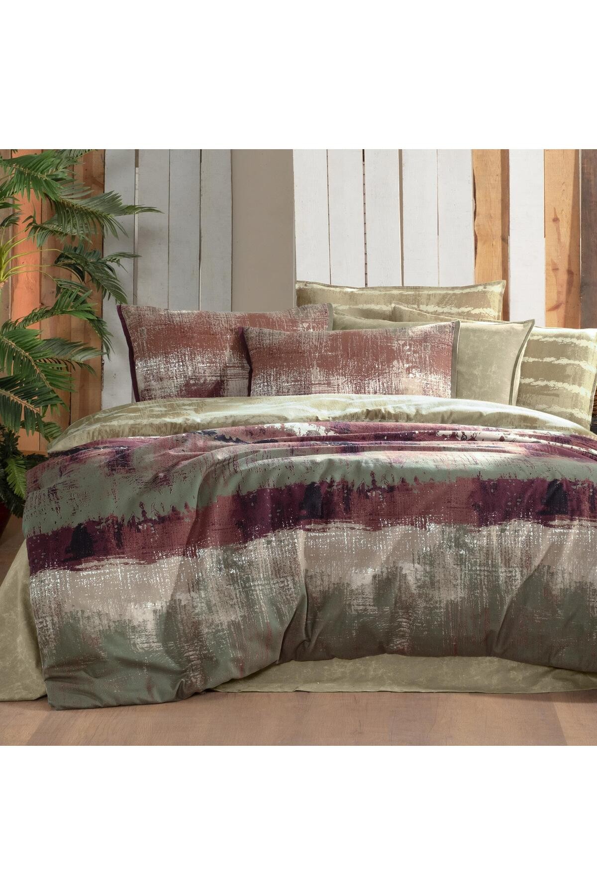 Mondrian King Size (battal Boy) %100 Pamuk Flanel (pazen) Nevresim Takımı Bej