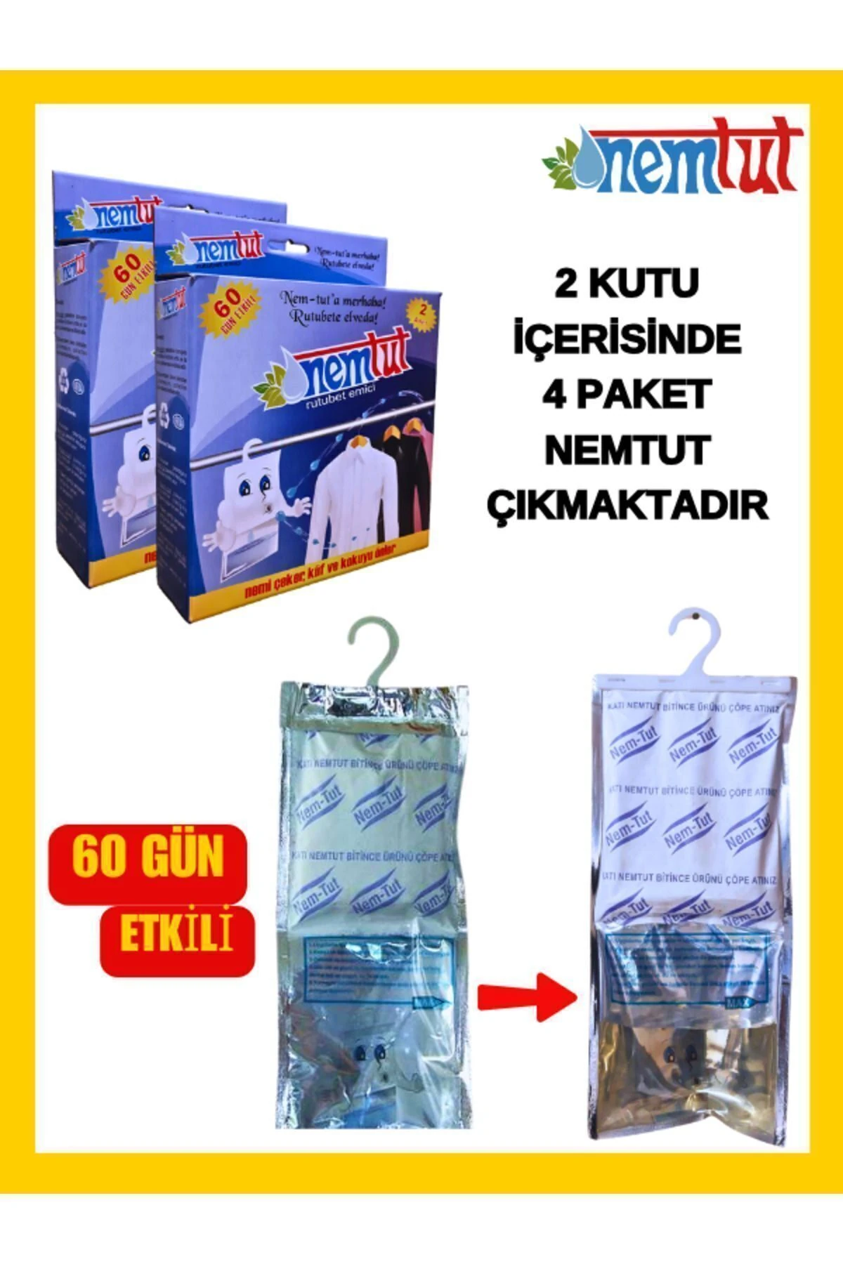 Nem Alıcı Rutubet Emici Koku Giderici Korozyon Önleyici ( 2 Kutu Içerisinde 4 Paket )