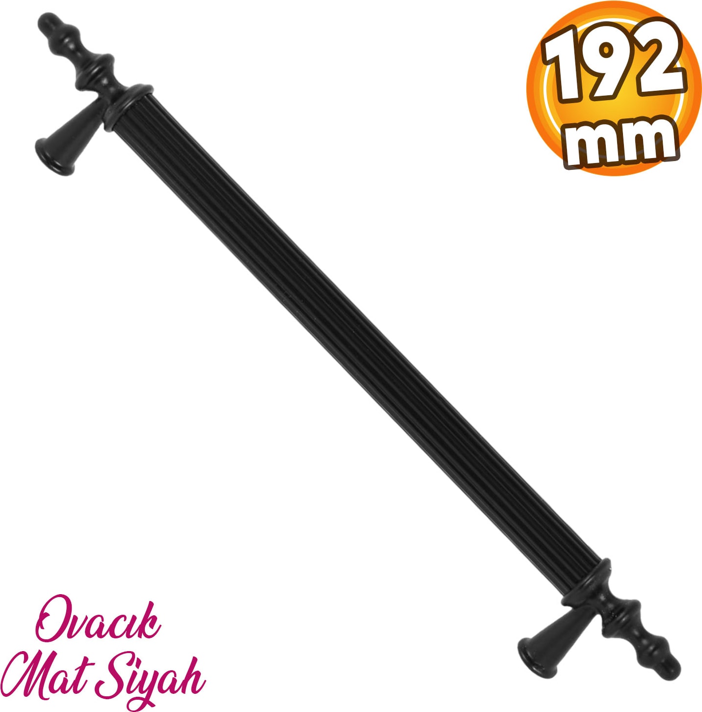 Ovacık (192 mm - 19.2 cm) Mat Siyah Metal Mobilya Mutfak Çekmece Dolap Kapak Kulpu Kulbu Kulpları