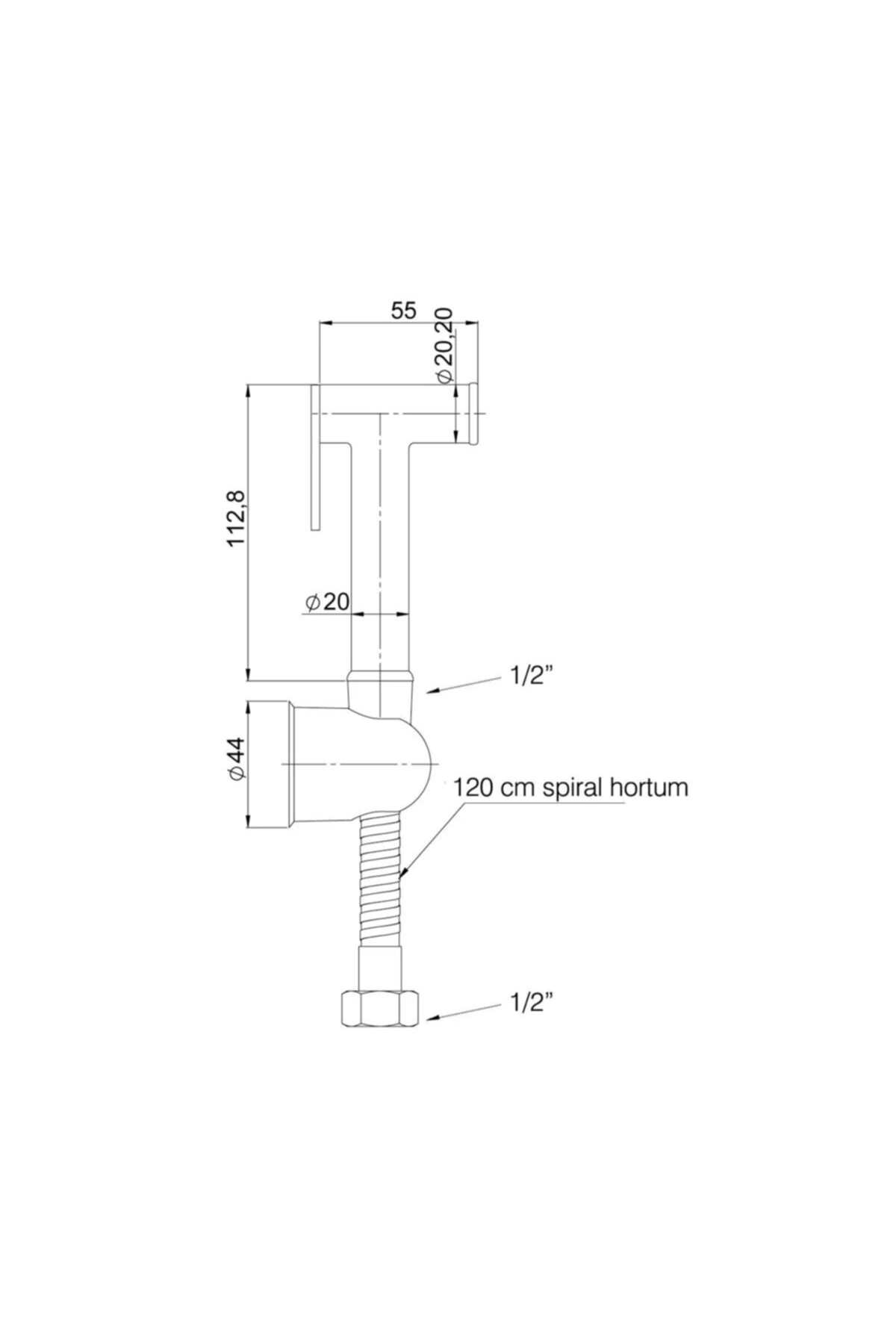 Spiralli Taharetmatik Taharet El Duşu Pirinç Kts100