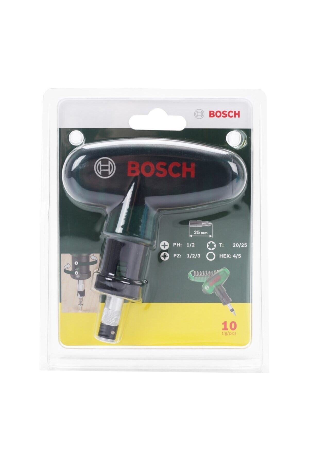 BOSCH 10 Parça Cırcırlı Tornavida Seti + 10 Parça Esnek Bükülebilir Vidalama Uzatma Adaptörü 30cm