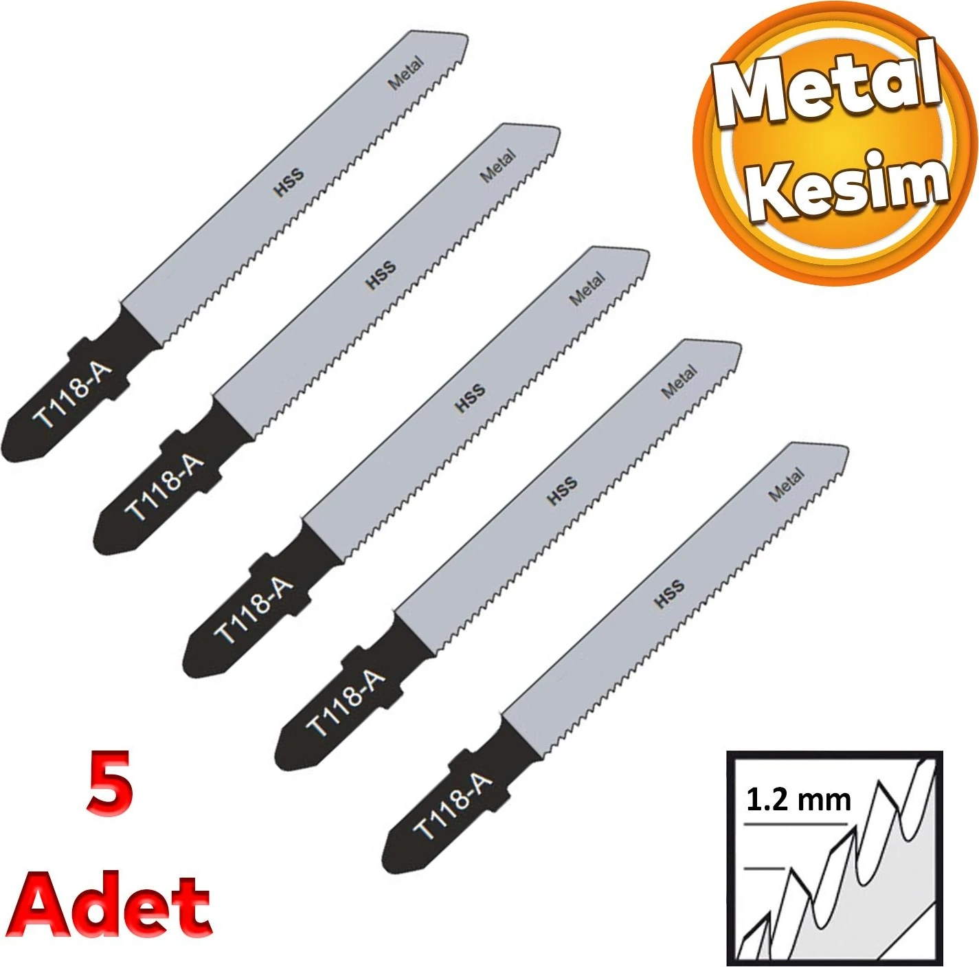 Metal Çelik Demir Kesim Dekupaj Testere Bıçağı Yedek 8 cm Metal Bıçak T118A Kesme 5 Adet Set