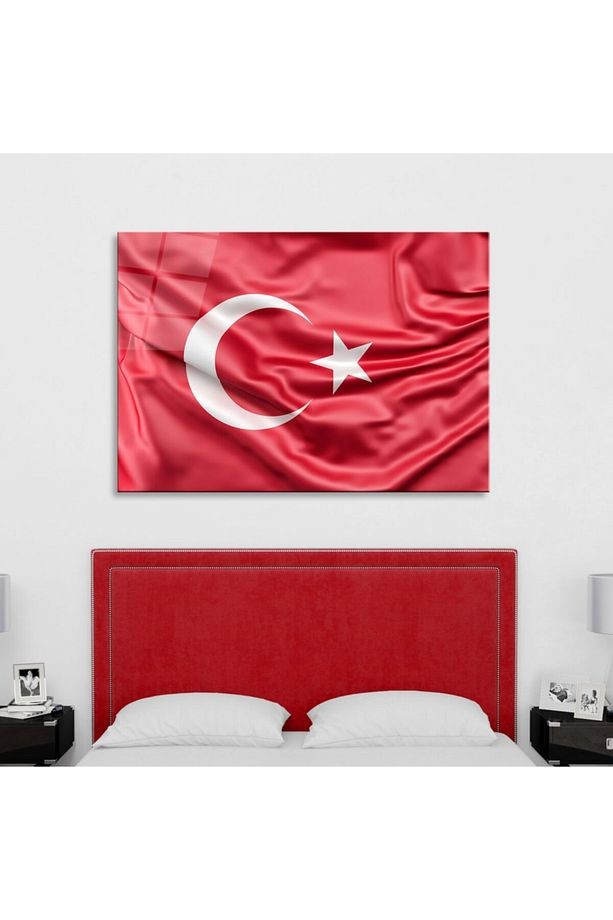 Türk Bayrağı Cam Tablo 3 | 50x70 | Uv Baskı | Temperli