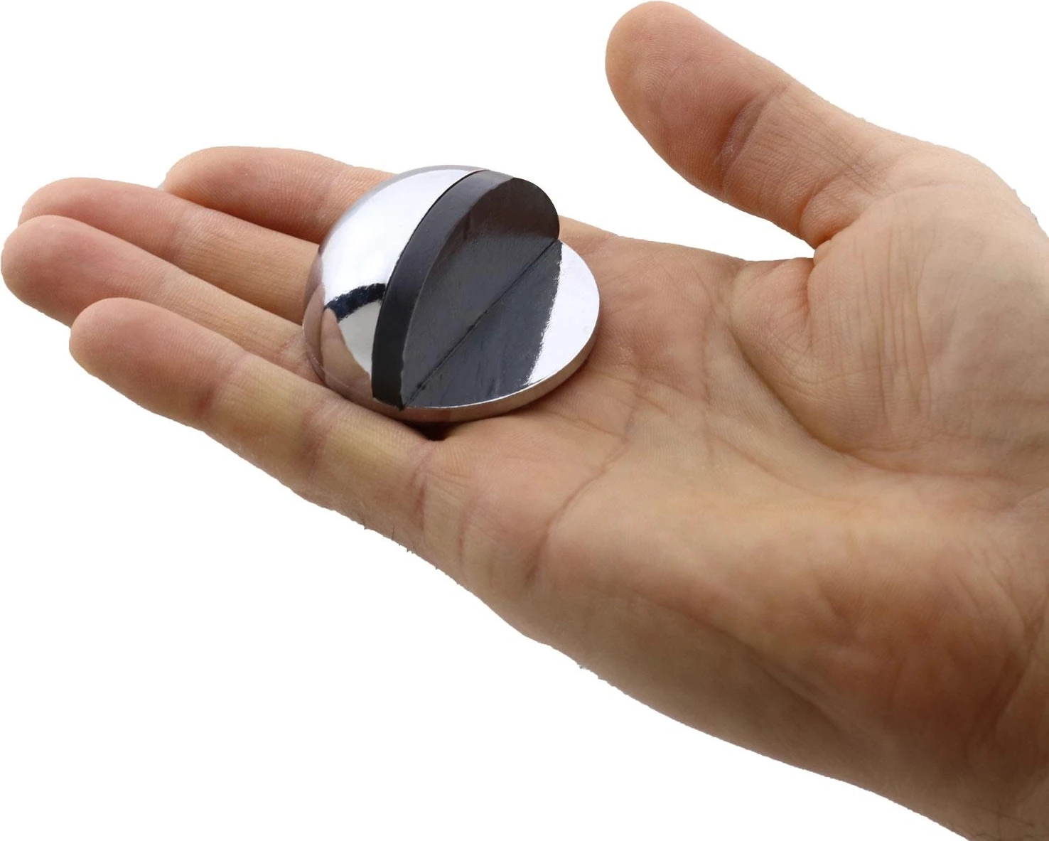 Yarımay Yapışkanlı Kapı Kolu Stoperi Tamponu Metal Durdurucu Tutucu Tutacağı Parlak Krom 5 Adet