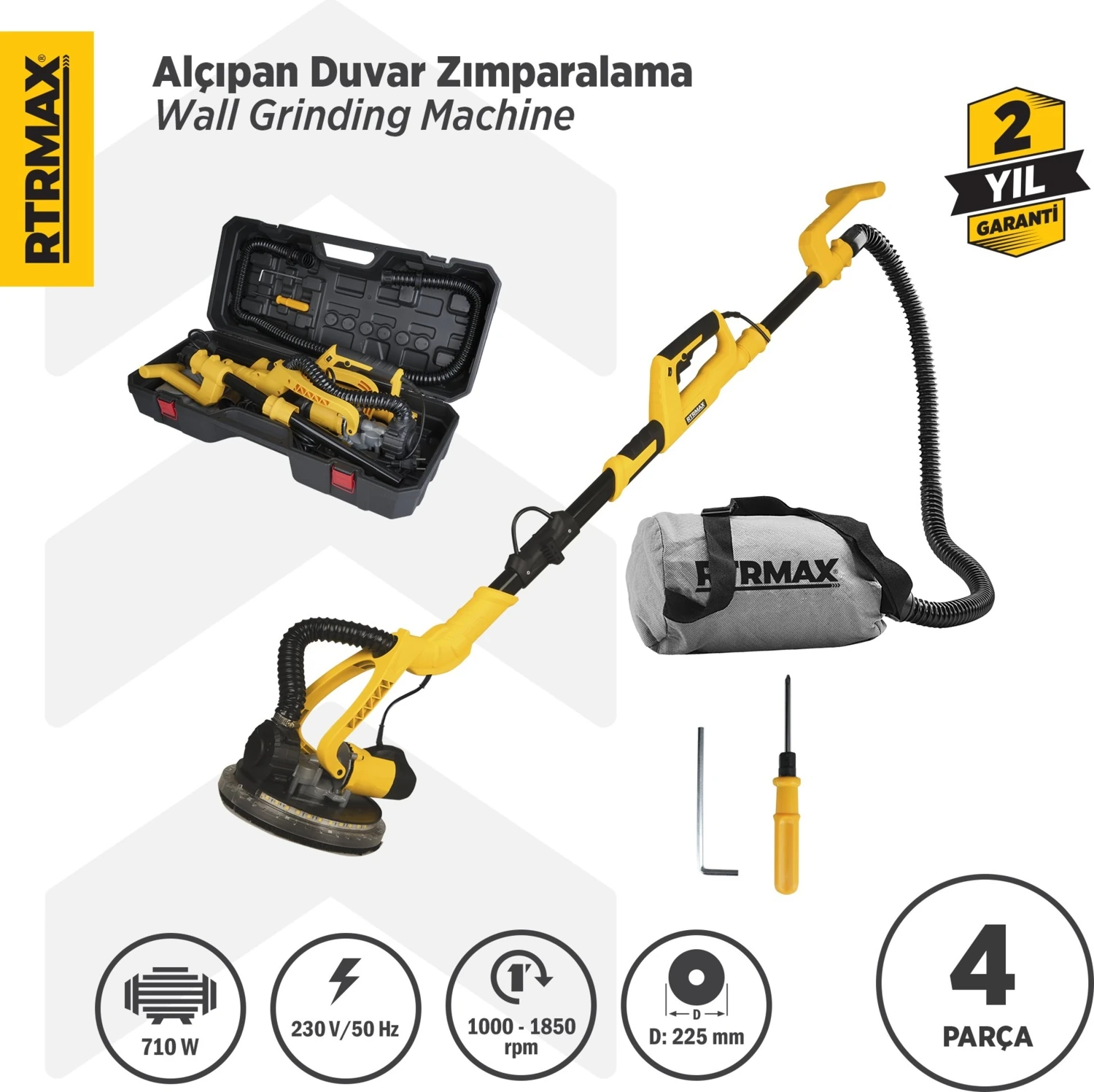 RTM3793 Alçıpan Duvar Zımpara Makinası 710 W 225 mm