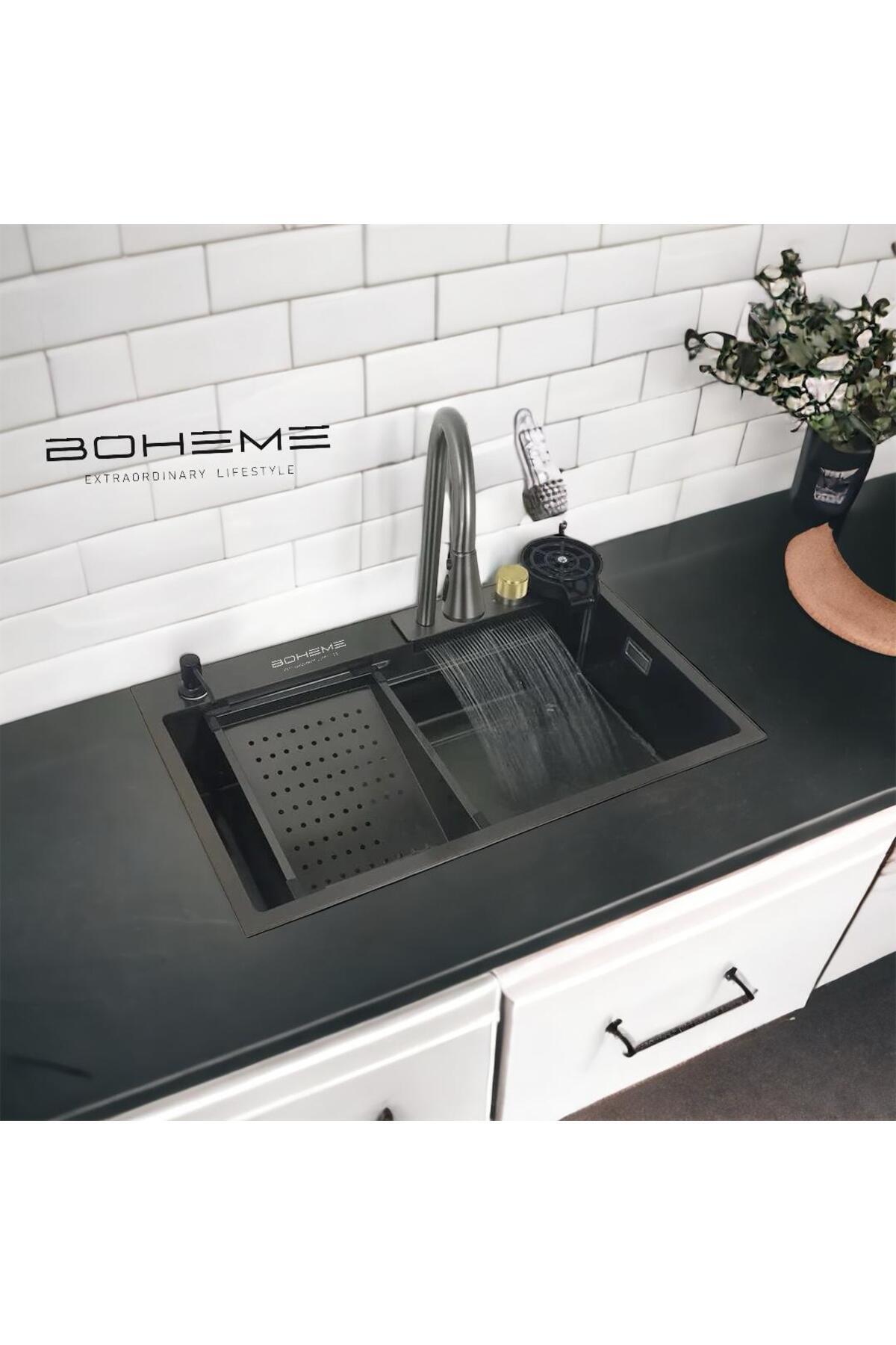 Teknolojik Eviye Seti Şelale, Çelik Batarya Mutfak Evyesi 3 Fonksiyonlu Bataryası Dahil