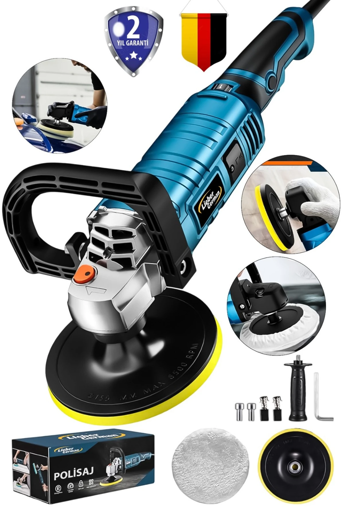 Kimmer Plus 1200 Watt 6 Kademe Devir Ayarlı Pasta Cila Parlatma Polisaj Zımpara Makinesi