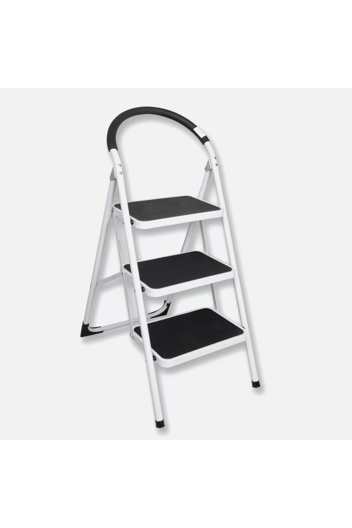 Metal 3 Basamaklı Katlanır Merdiven | Geniş Kaymaz Yüzeyli Basamaklı Ev Tipi 150 Kg Taşıma Kapasite