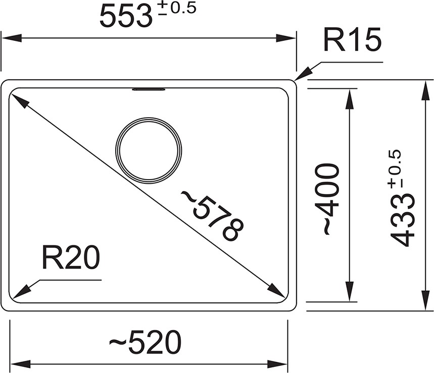 Mrg 210/110-52 Nero Tezgah Altı/sıfır Maris Granit Eviye