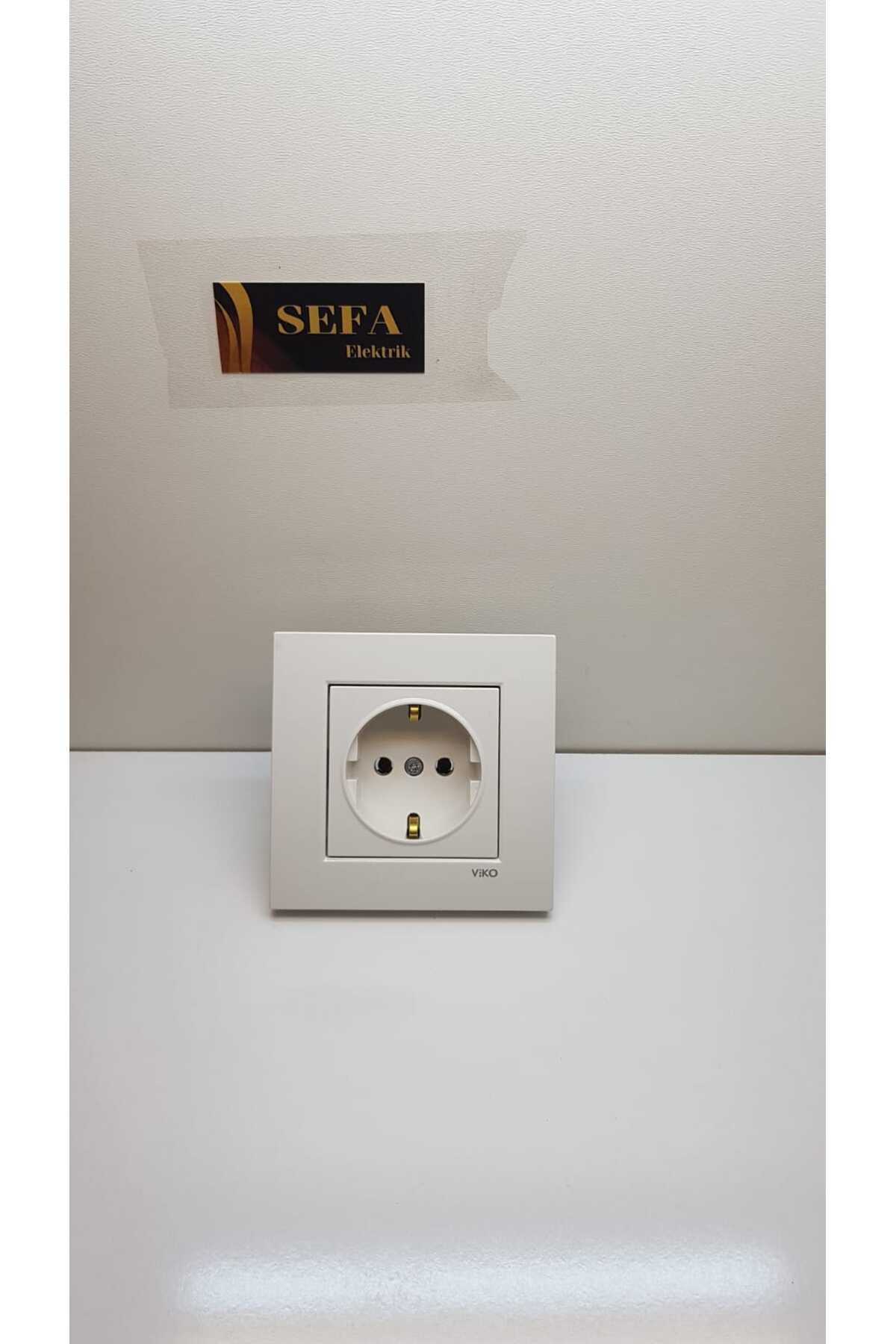 TOPRAKLI PRİZ ÇERÇEVELİ BEYAZ  KARRE SERİSİ