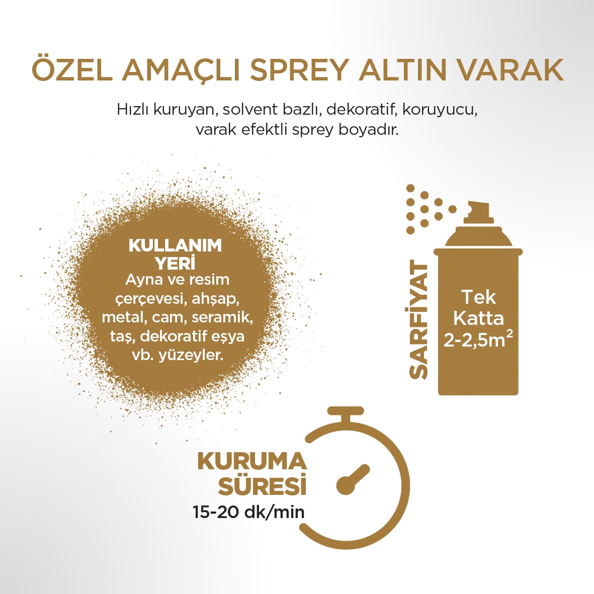 Özel Amaçlı Sprey Boya Altın Varak 400 ml